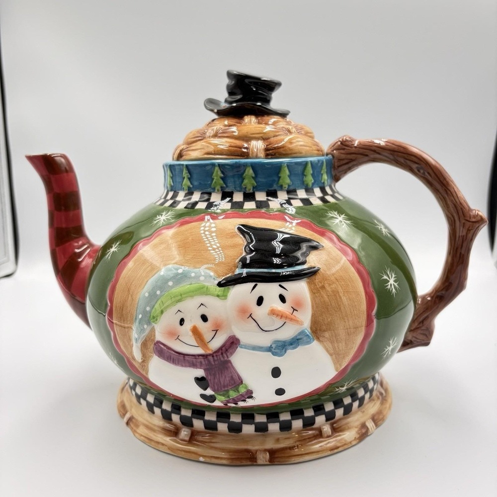 Teapot House of Hatten Peggy Fairfax Herrick Large Mr & Mrs Snowman Christmas